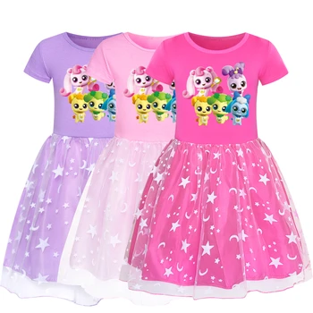 Catch Teenieping детски дрехи памук случайни момичета рокли печатни модел принцеса дантела лятна рокля малко дете момиче 4-12y деца