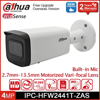 Dahua IPC-HFW2441T-ZAS 4MP IR 60m 2.7mm–13.5mm Моторизирана вари-фокална WizSense Bullet мрежова камера POE вграден микрофон SMD Plus