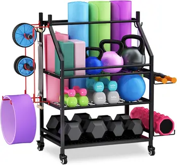 Keten Yoga Mat Storage Racks, Home Gym Storage Rack, Weight Rack for Dumbbells Kettlebells and Yoga Mat, Workout Equipment Rack 