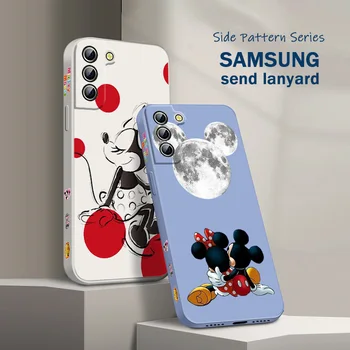 NEW Мики Маус Мини телефон случай за Samsung S22 S21 S20 FE S10 бележка 20 10 Ultra Lite плюс течност ляво въже капак