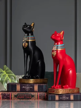 Египетска котка бог скулптура Орнаменти творчески хол веранда декорация животински смола скулптура модерен дом декорация подарък
